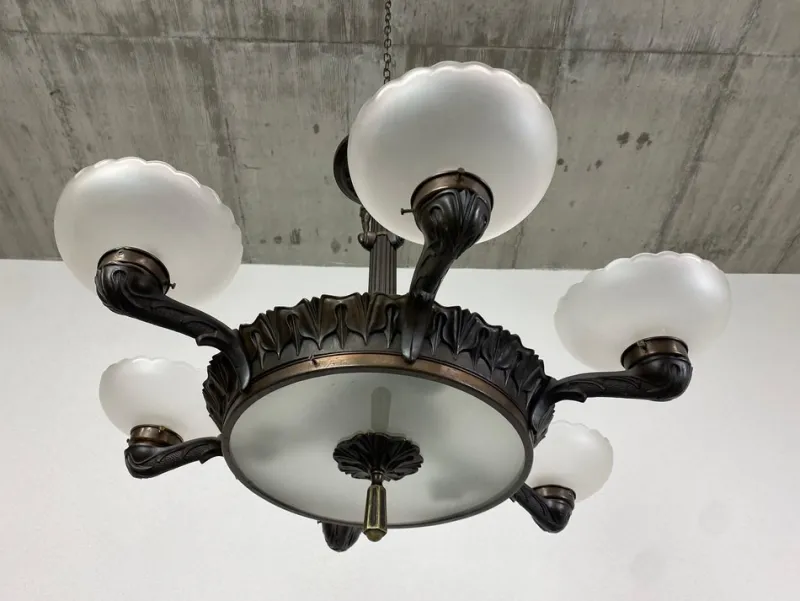 Discount Pamono Secession Bronze Chandelier, 1920s