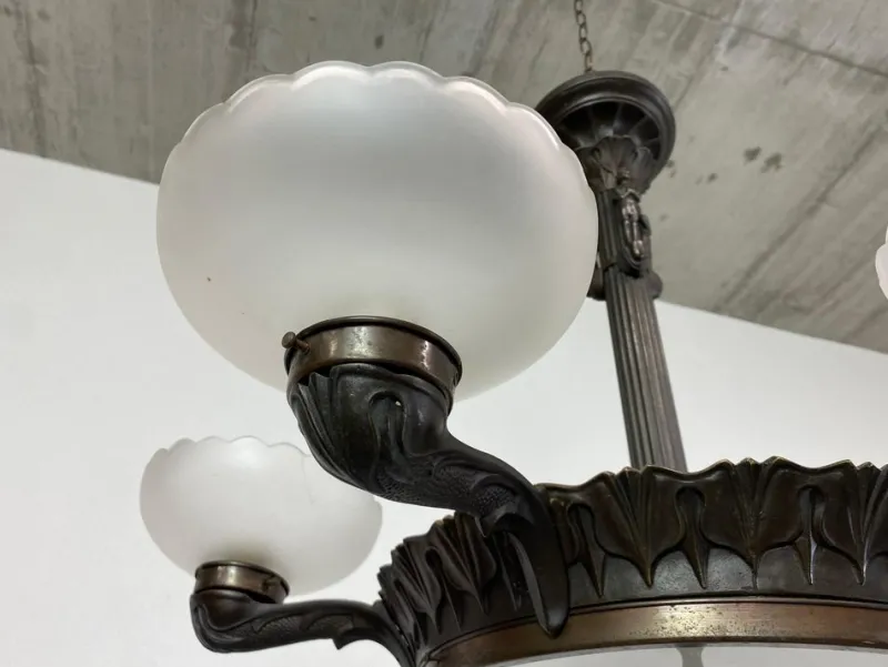 Discount Pamono Secession Bronze Chandelier, 1920s