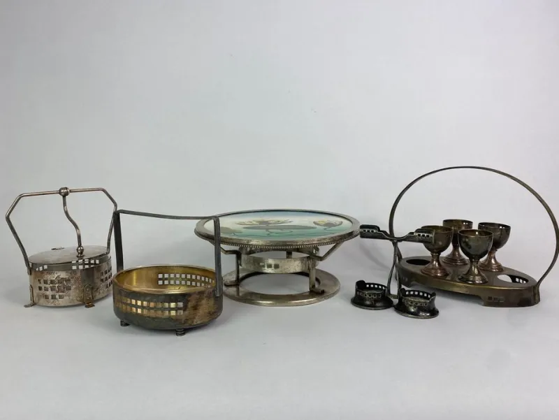 Pamono Secession Egg Cups attributed to Josef Hoffmann, 1890s, Set of 5> Dinnerware Accessories