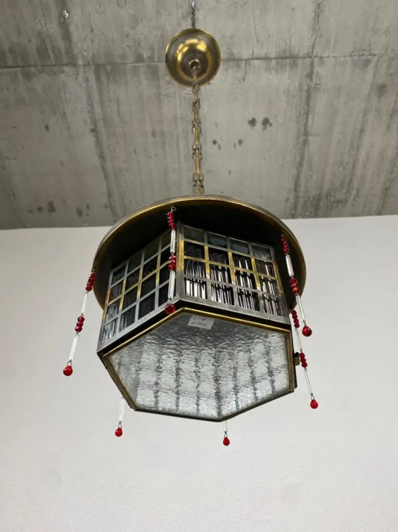 Pamono Secession Hanging Lamp attributed Josef Hoffmann, 1890s> Ceiling Lights