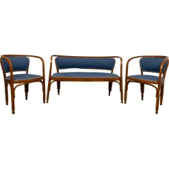 Pamono Secession Seating Group by Gustav Siegel for J&J Kohn, 1890s, Set of 3> Living Room Sets