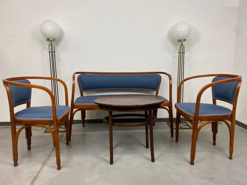 Pamono Secession Seating Group by Gustav Siegel for J&J Kohn, 1890s, Set of 3> Living Room Sets