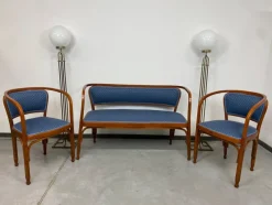Pamono Secession Seating Group by Gustav Siegel for J&J Kohn, 1890s, Set of 3><noscript><img width=