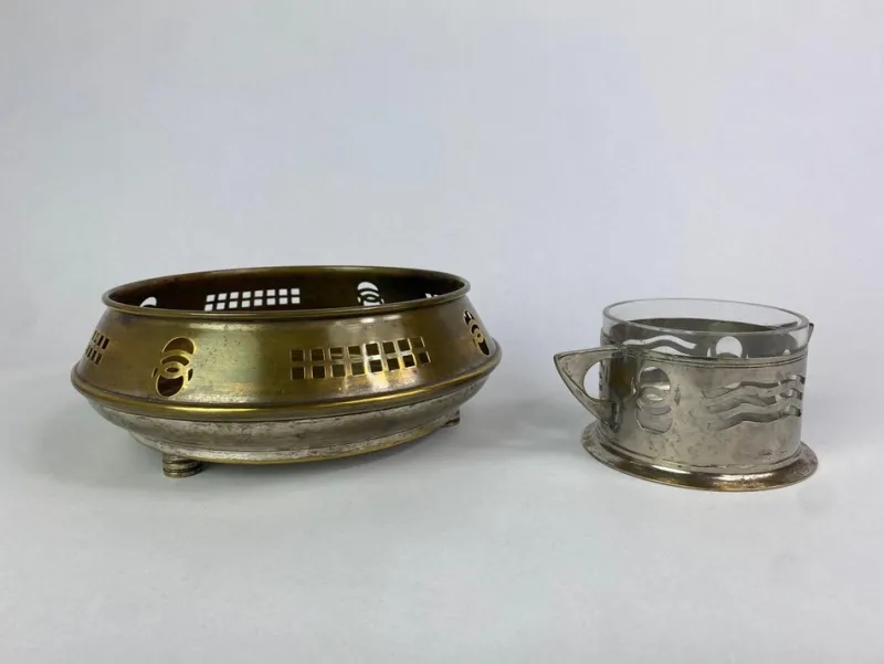 Pamono Secession Sugar Bowl attributed to Argentor Wien, 1890s> Coffee & Tea Service