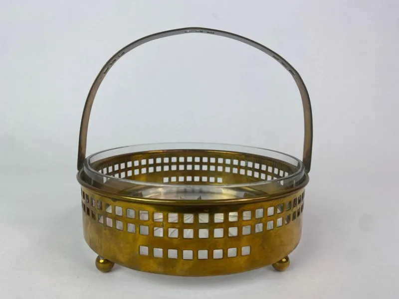 Pamono Secessionist Brass Baskets and Toothpick Holder attributed to Hans Ofner / Josef Hoffmann, 1890s, Set of 3> Trunks Crates & Baskets