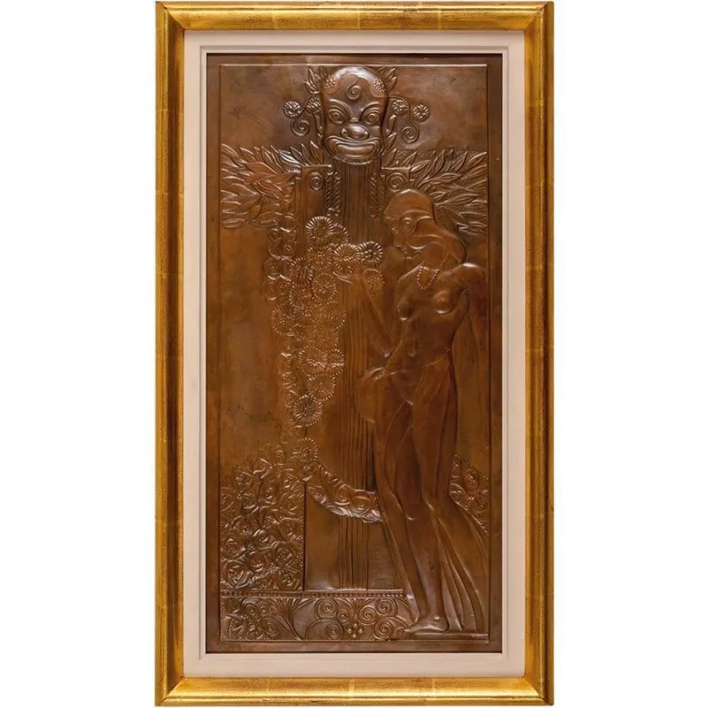 Pamono Secessionist Panel with Nymph at the Fountain by Georg Klimt, 1900s> Architectural Elements