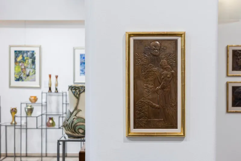 Pamono Secessionist Panel with Nymph at the Fountain by Georg Klimt, 1900s> Architectural Elements