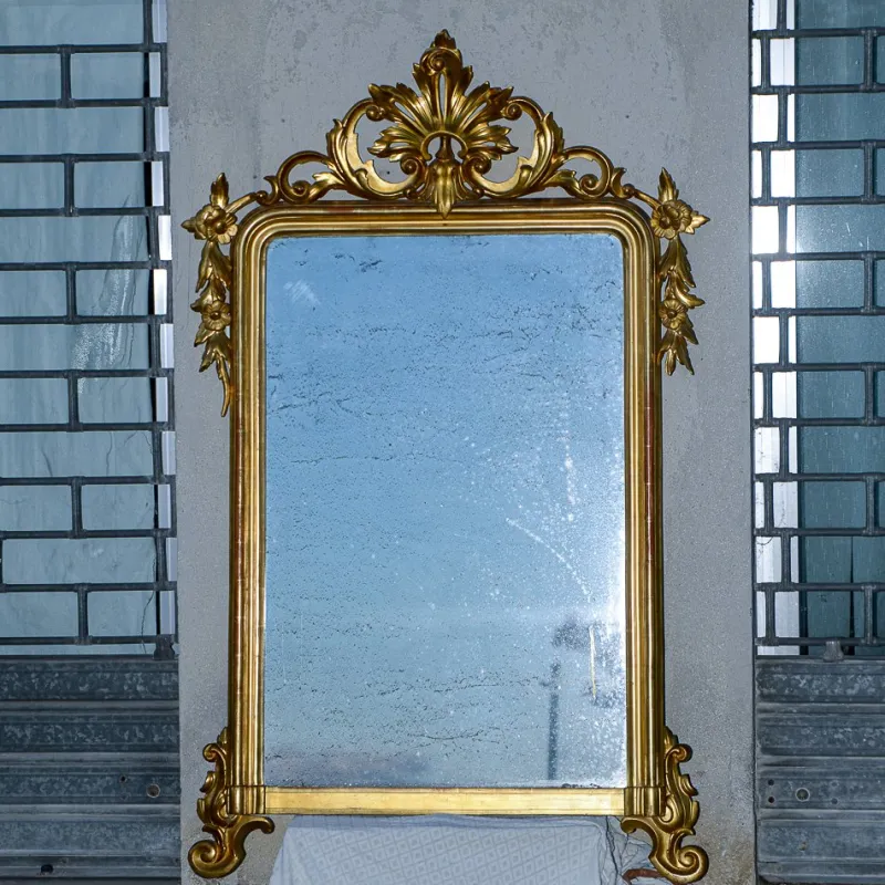 Outlet Pamono Second Half of the 20th Century Console with Mirror in Carved and Gilded Wood, France, 1890s, Set of 2