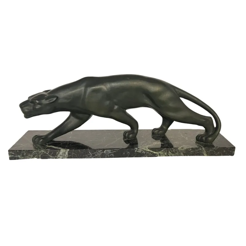 Clearance Pamono Secondo, Art Deco Panther, 1930, Bronze with Marble Base