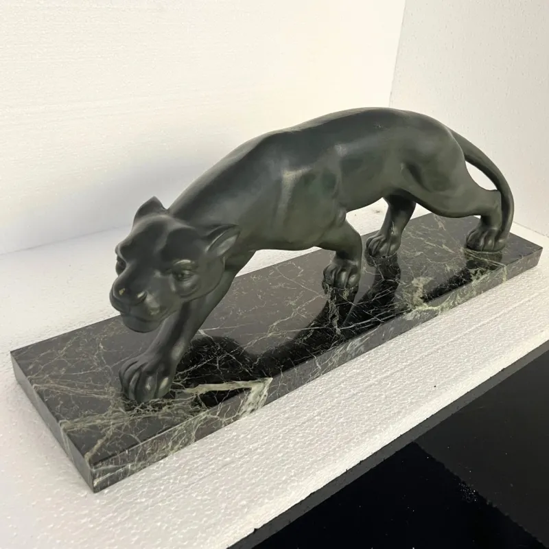 Clearance Pamono Secondo, Art Deco Panther, 1930, Bronze with Marble Base