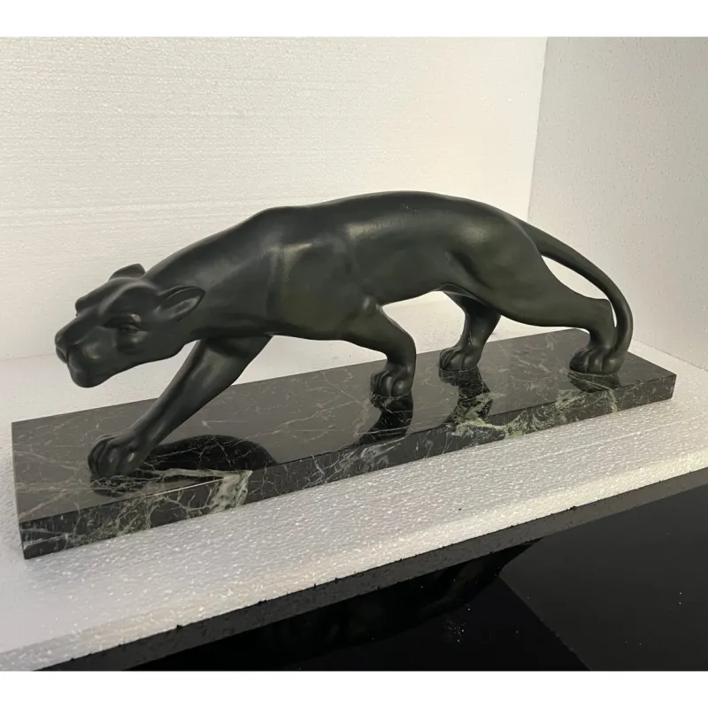 Clearance Pamono Secondo, Art Deco Panther, 1930, Bronze with Marble Base
