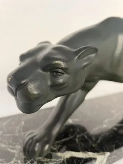 Clearance Pamono Secondo, Art Deco Panther, 1930, Bronze with Marble Base