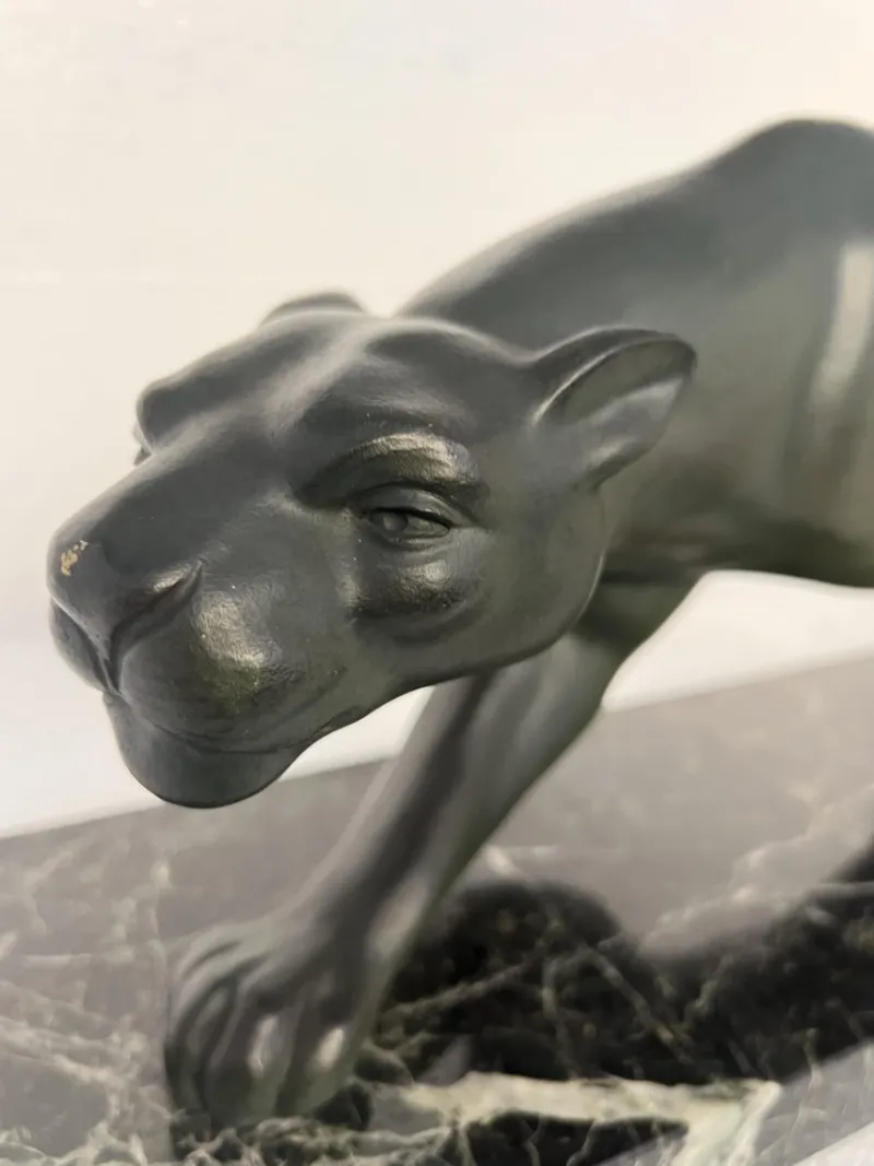 Clearance Pamono Secondo, Art Deco Panther, 1930, Bronze with Marble Base