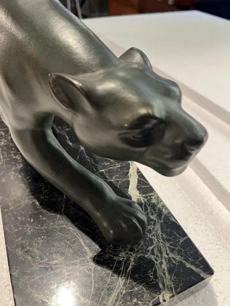 Clearance Pamono Secondo, Art Deco Panther, 1930, Bronze with Marble Base