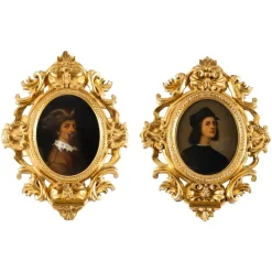 Online Pamono Self-Portraits of Raphael & Andrea del Sarto, 19th Century, Antique Oil on Panel Paintings, Framed, Set of 2