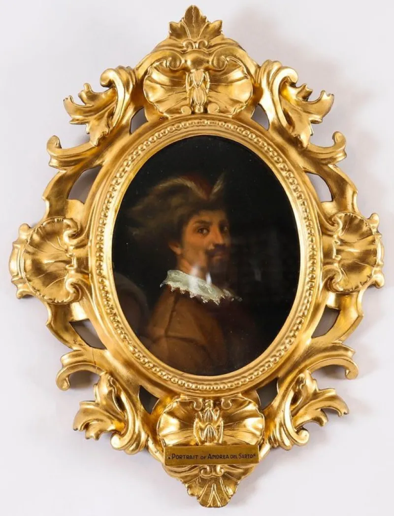 Online Pamono Self-Portraits of Raphael & Andrea del Sarto, 19th Century, Antique Oil on Panel Paintings, Framed, Set of 2