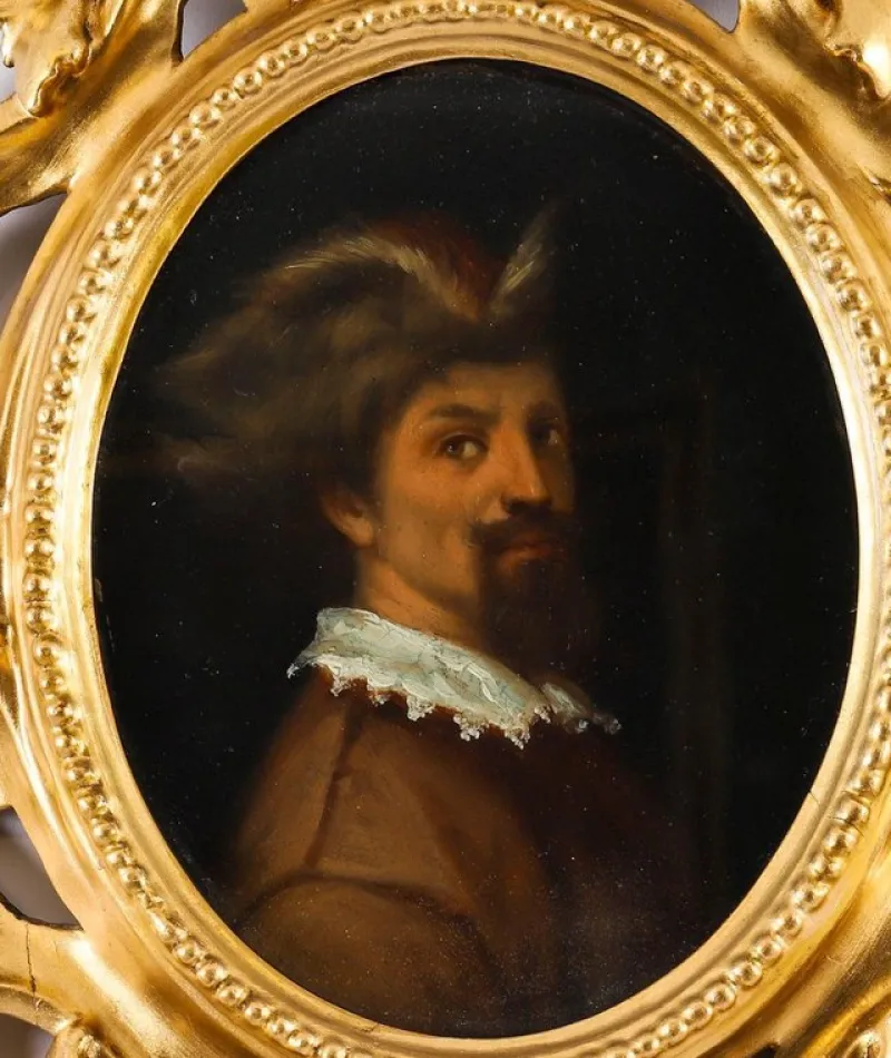 Online Pamono Self-Portraits of Raphael & Andrea del Sarto, 19th Century, Antique Oil on Panel Paintings, Framed, Set of 2