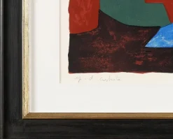 Best Pamono Serge Poliakoff, Komposition Blau, Grün und Rot, 1961, Framed