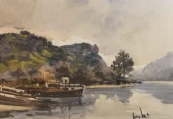 Pamono Sergio Cecchi, Paysage au bord de l'eau, 1954> Impressionist