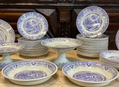 Pamono Service from Yeddo Sarreguemines, Early 20th Century, Set of 67> Dinner Plates & Bowls