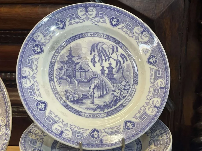 Pamono Service from Yeddo Sarreguemines, Early 20th Century, Set of 67> Dinner Plates & Bowls
