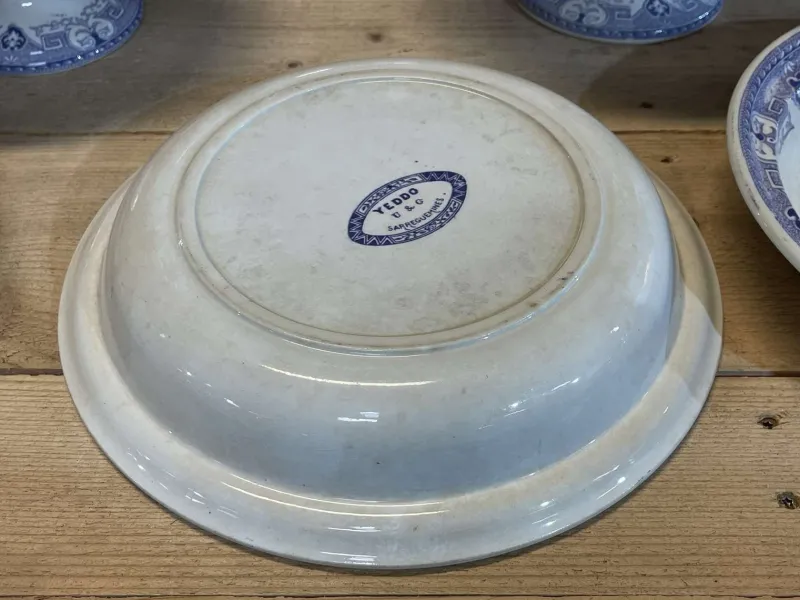 Pamono Service from Yeddo Sarreguemines, Early 20th Century, Set of 67> Dinner Plates & Bowls