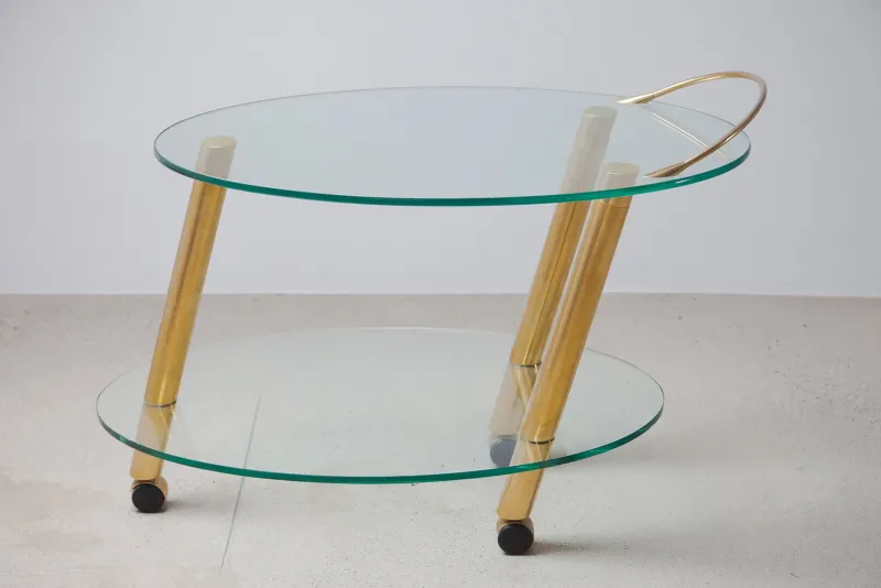 Pamono Serving Bar Cart with Tubular Legs in the style of Belgo Chrome, 1970> Serving Bar Carts & Trolleys
