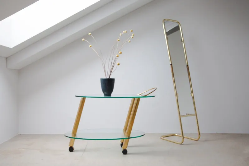 Pamono Serving Bar Cart with Tubular Legs in the style of Belgo Chrome, 1970> Serving Bar Carts & Trolleys
