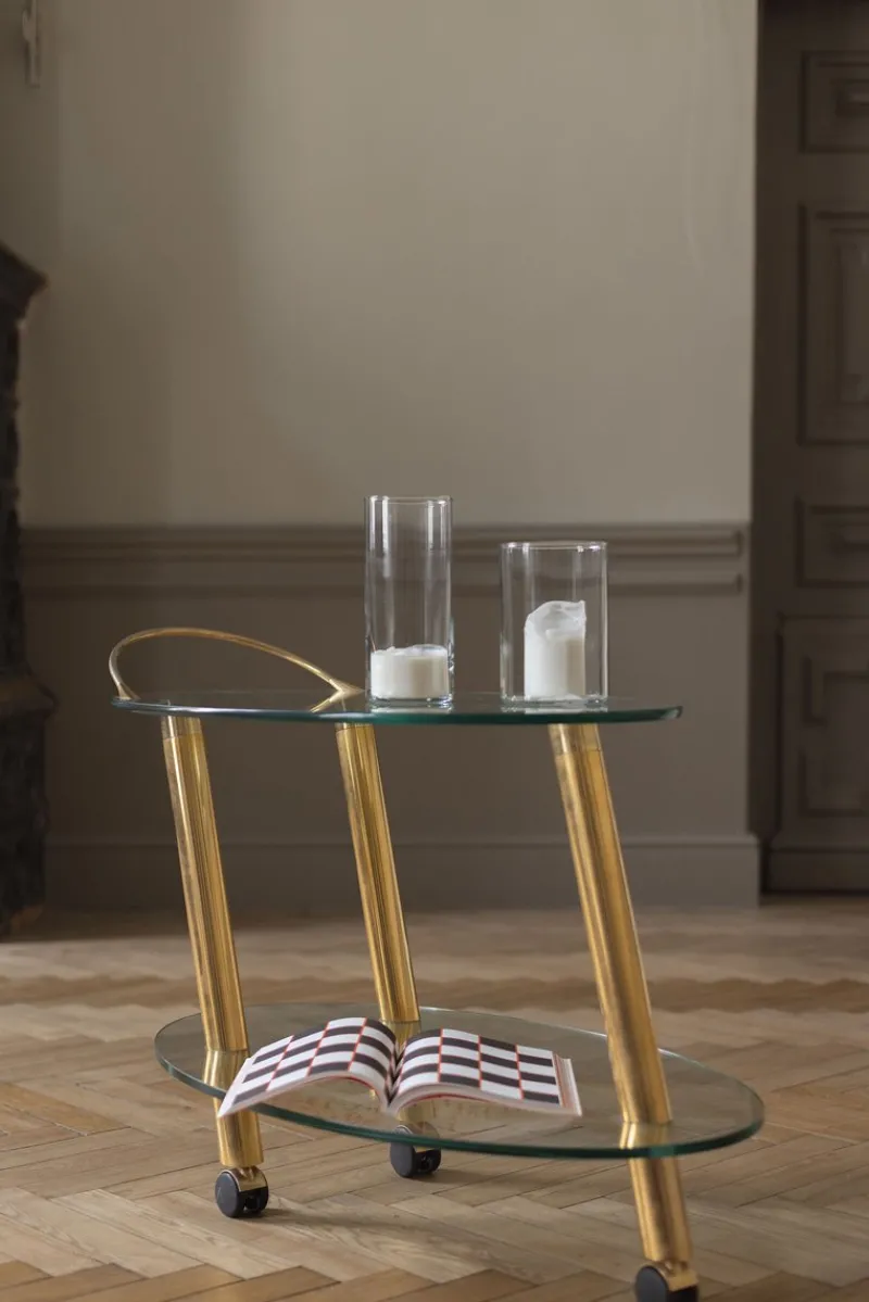 Pamono Serving Bar Cart with Tubular Legs in the style of Belgo Chrome, 1970> Serving Bar Carts & Trolleys