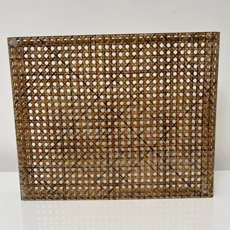 Pamono Serving Tray in Acrylic Glass, Cannage & Brass in the style of Christian Dior for Christian Dior> Trays