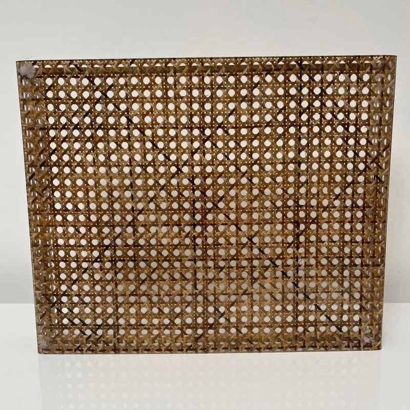 Pamono Serving Tray in Acrylic Glass, Cannage & Brass in the style of Christian Dior for Christian Dior> Trays