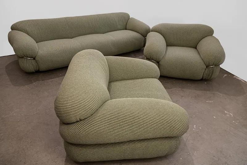 Pamono Sesann Sofa and Armchairs by Gianfranco Frattini for Cassina, 1970, Set of 3> Living Room Sets
