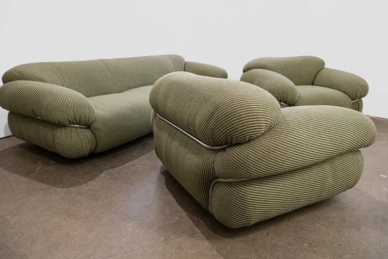 Pamono Sesann Sofa and Armchairs by Gianfranco Frattini for Cassina, 1970, Set of 3> Living Room Sets