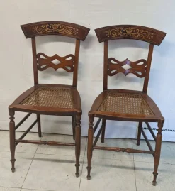 Pamono Set of Antique Mahogany Chairs with Maple Inlays, 1800s> Living Room Sets