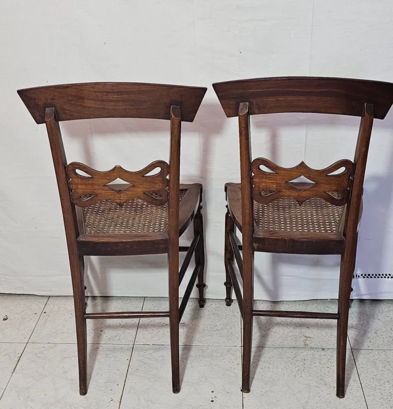 Pamono Set of Antique Mahogany Chairs with Maple Inlays, 1800s> Living Room Sets