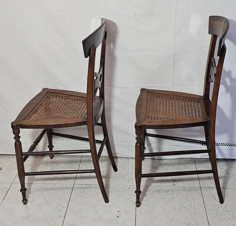 Pamono Set of Antique Mahogany Chairs with Maple Inlays, 1800s> Living Room Sets
