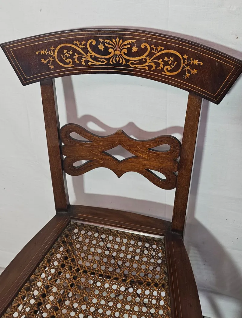 Pamono Set of Antique Mahogany Chairs with Maple Inlays, 1800s> Living Room Sets