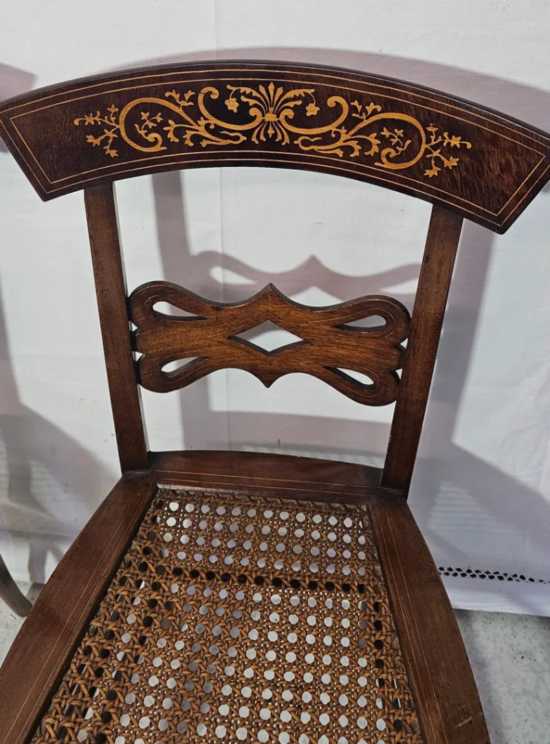Pamono Set of Antique Mahogany Chairs with Maple Inlays, 1800s> Living Room Sets