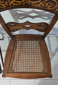 Pamono Set of Antique Mahogany Chairs with Maple Inlays, 1800s><noscript><img width=