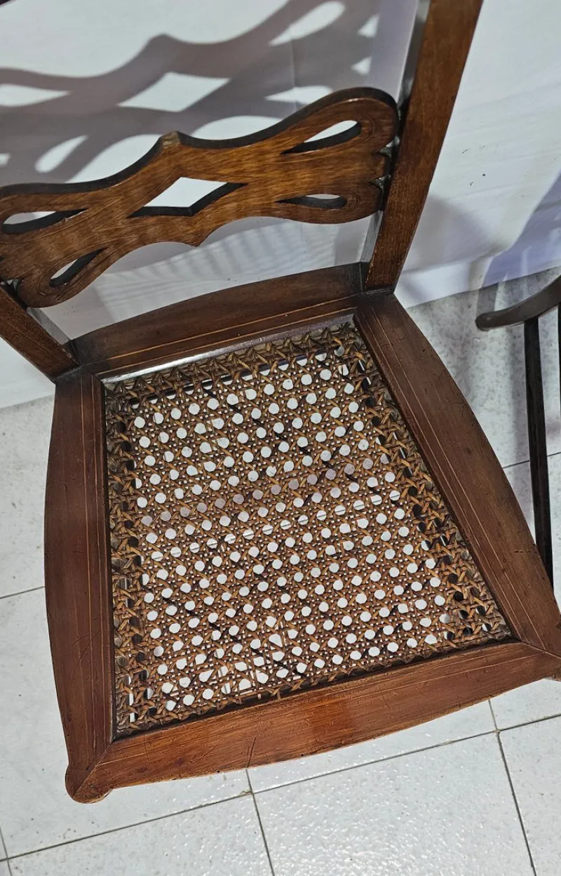 Pamono Set of Antique Mahogany Chairs with Maple Inlays, 1800s> Living Room Sets