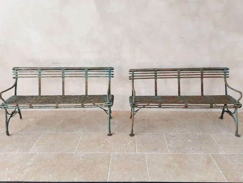 Pamono Set of Antique 19th Century Iron Garden Benches from Arras> Benches