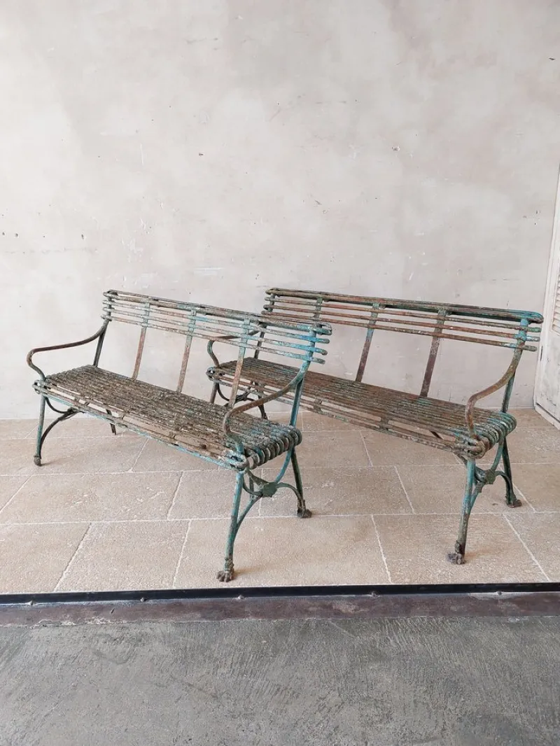 Pamono Set of Antique 19th Century Iron Garden Benches from Arras> Benches