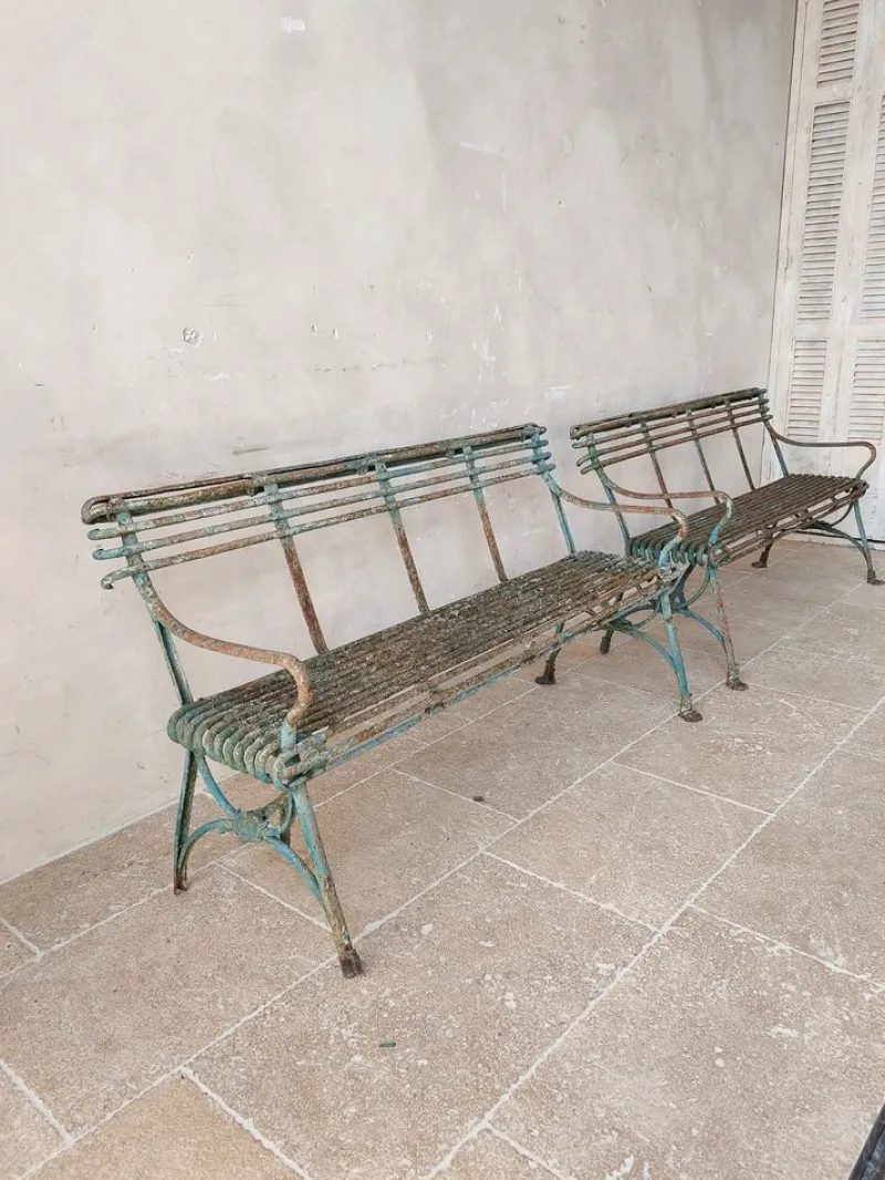Pamono Set of Antique 19th Century Iron Garden Benches from Arras> Benches