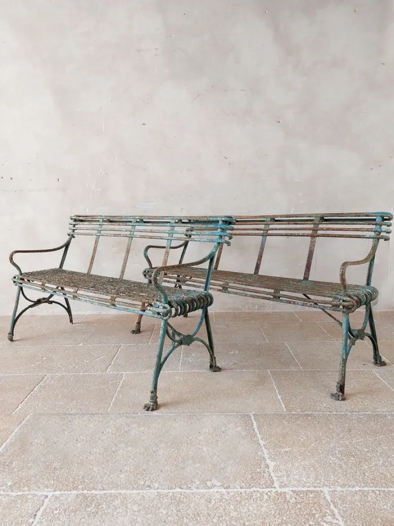 Pamono Set of Antique 19th Century Iron Garden Benches from Arras> Benches