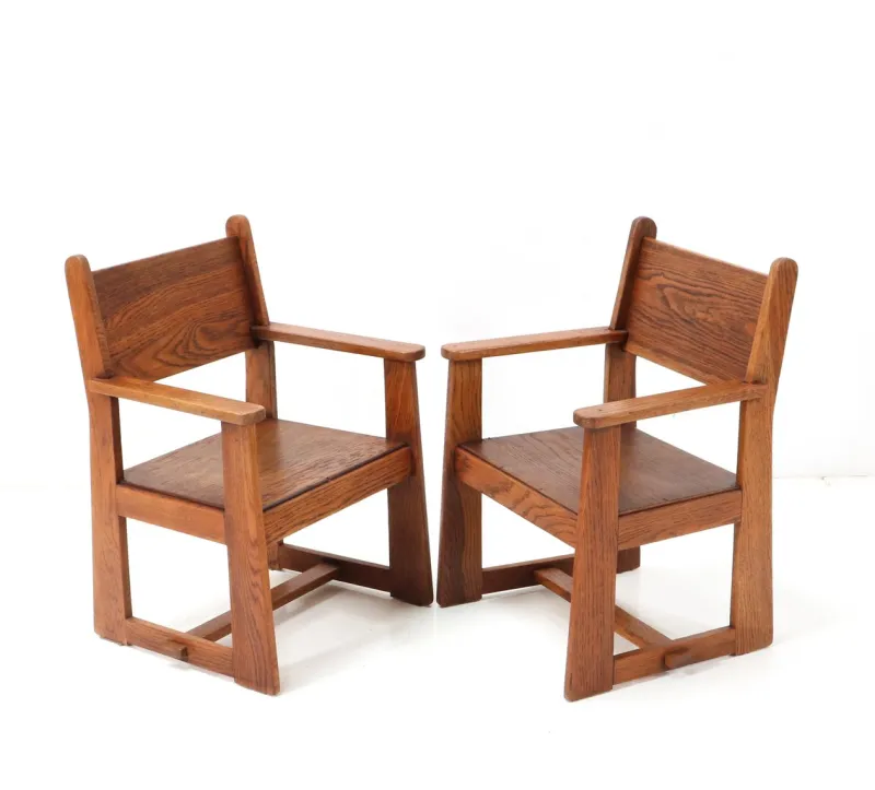 Best Pamono Set of Art Deco Children's Armchairs by Jan Wils for Eik en Linden, 1918