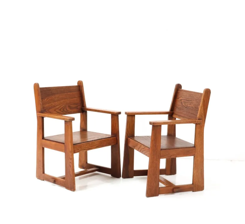 Best Pamono Set of Art Deco Children's Armchairs by Jan Wils for Eik en Linden, 1918