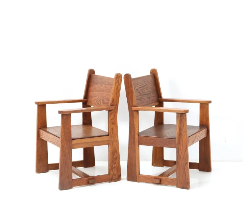 Best Pamono Set of Art Deco Children's Armchairs by Jan Wils for Eik en Linden, 1918