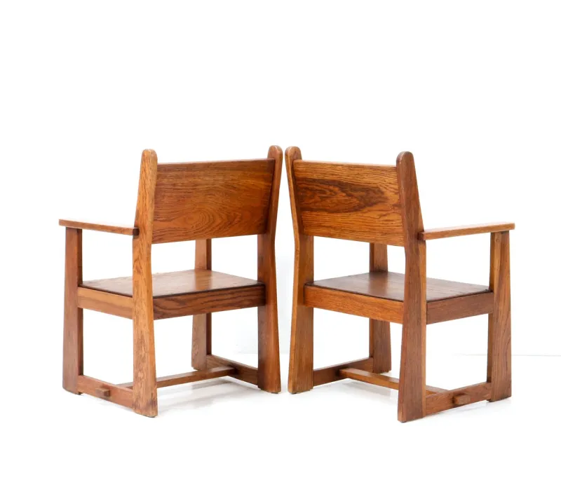 Best Pamono Set of Art Deco Children's Armchairs by Jan Wils for Eik en Linden, 1918