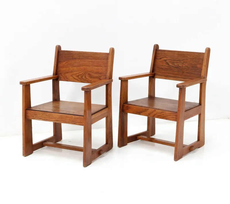 Best Pamono Set of Art Deco Children's Armchairs by Jan Wils for Eik en Linden, 1918