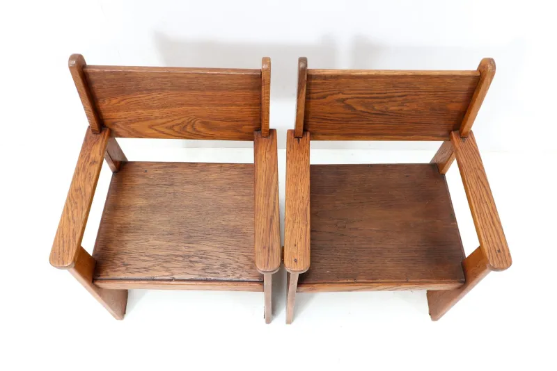 Best Pamono Set of Art Deco Children's Armchairs by Jan Wils for Eik en Linden, 1918